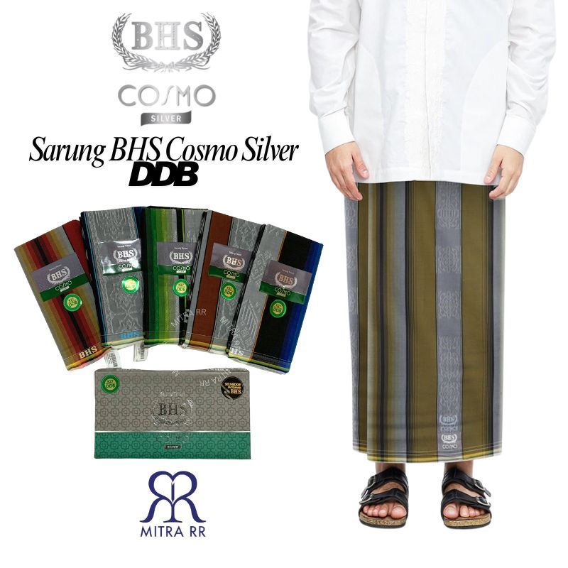 Sarung BHS Cosmo Silver DDB | Sarung Tenun Dewasa Motif Salur Songket Sarung BHS Original