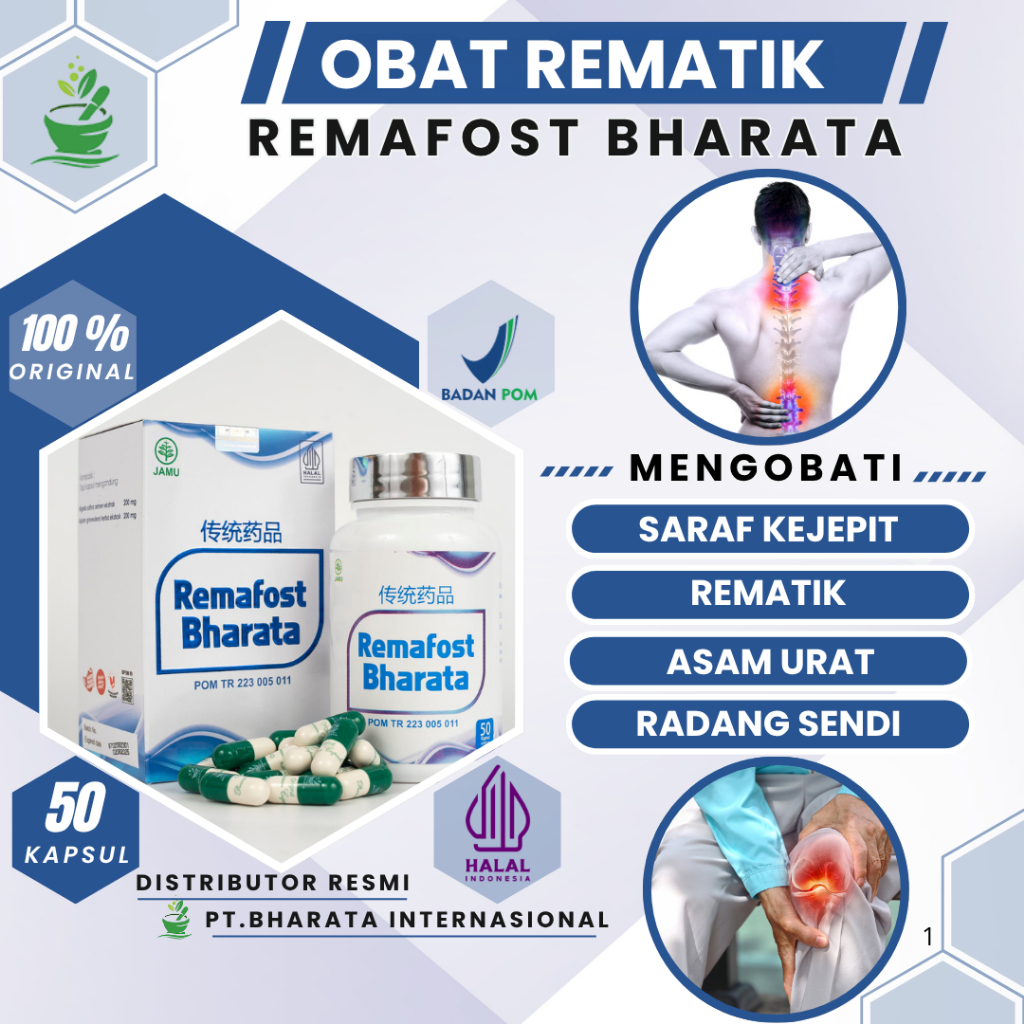 Obat Saraf Kejepit Radang Sendi Rematik Herbal Remafost Bharata 100% Original