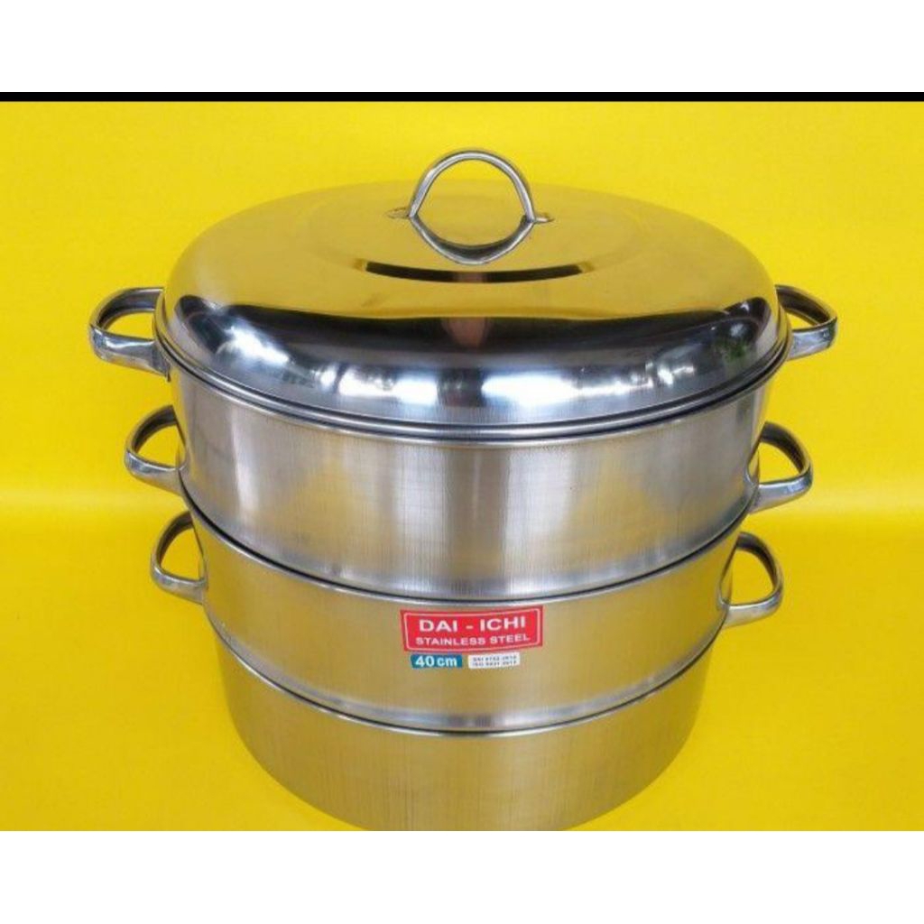 Panci kukusan stainless steel 40cm merek Daichi 3 susun