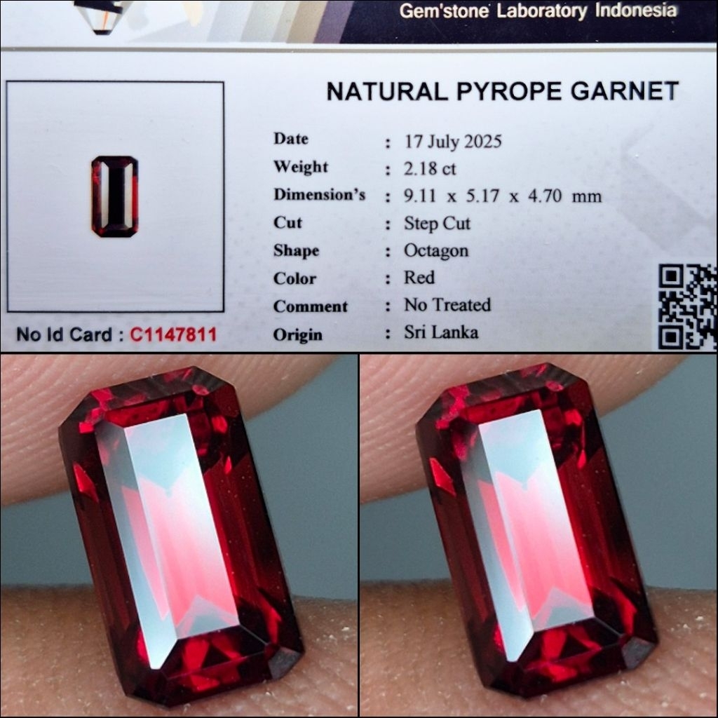 Natural Pyrope Garnet Top Kristal Clean Luster Blink blink memo Lab
