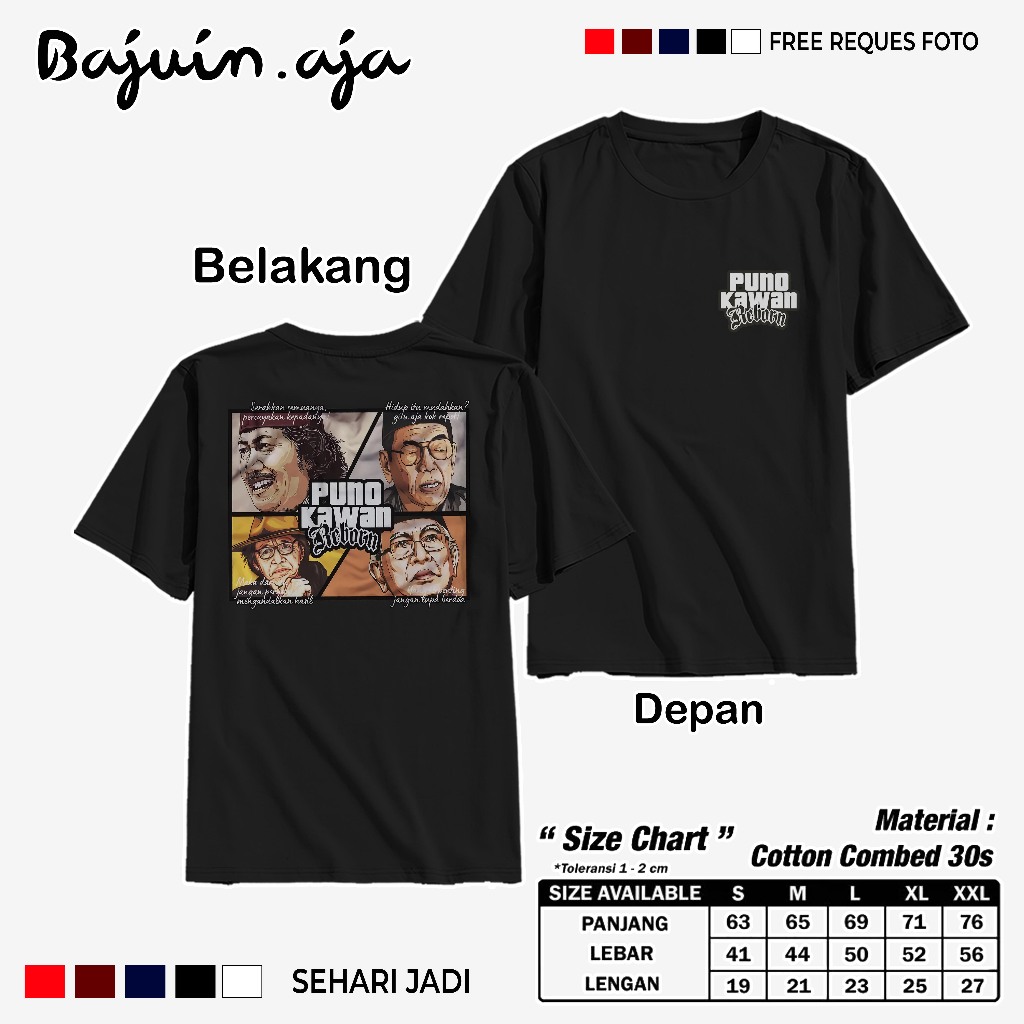 Kaos Punokawan Reborn - Baju Kaos Gusdur Santri Nusantara - Baju Santri Gus Dur Cak Nun Gus Mus Sudj