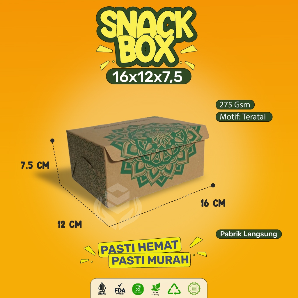Snack Box 12x16 / Dus Kue 16x12 / Kotak Kue / Dus Kue / Dus Snack 12x16 / B2K19