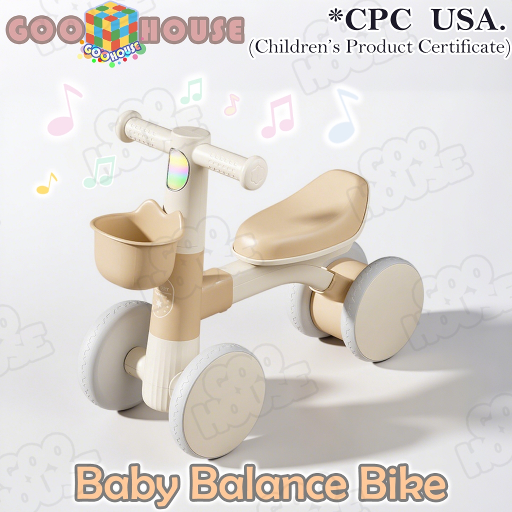 Sepeda Anak dengan lampu dan musik Baby Balance Bike Sepeda Roda 4 Mobil Anak Bisa Dinaiki