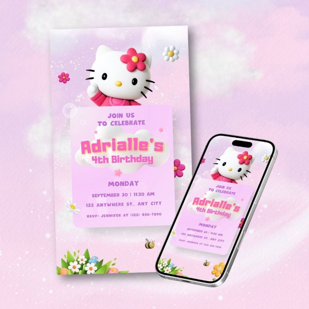 Undangan Ulang Tahun Anak Hello Kitty
