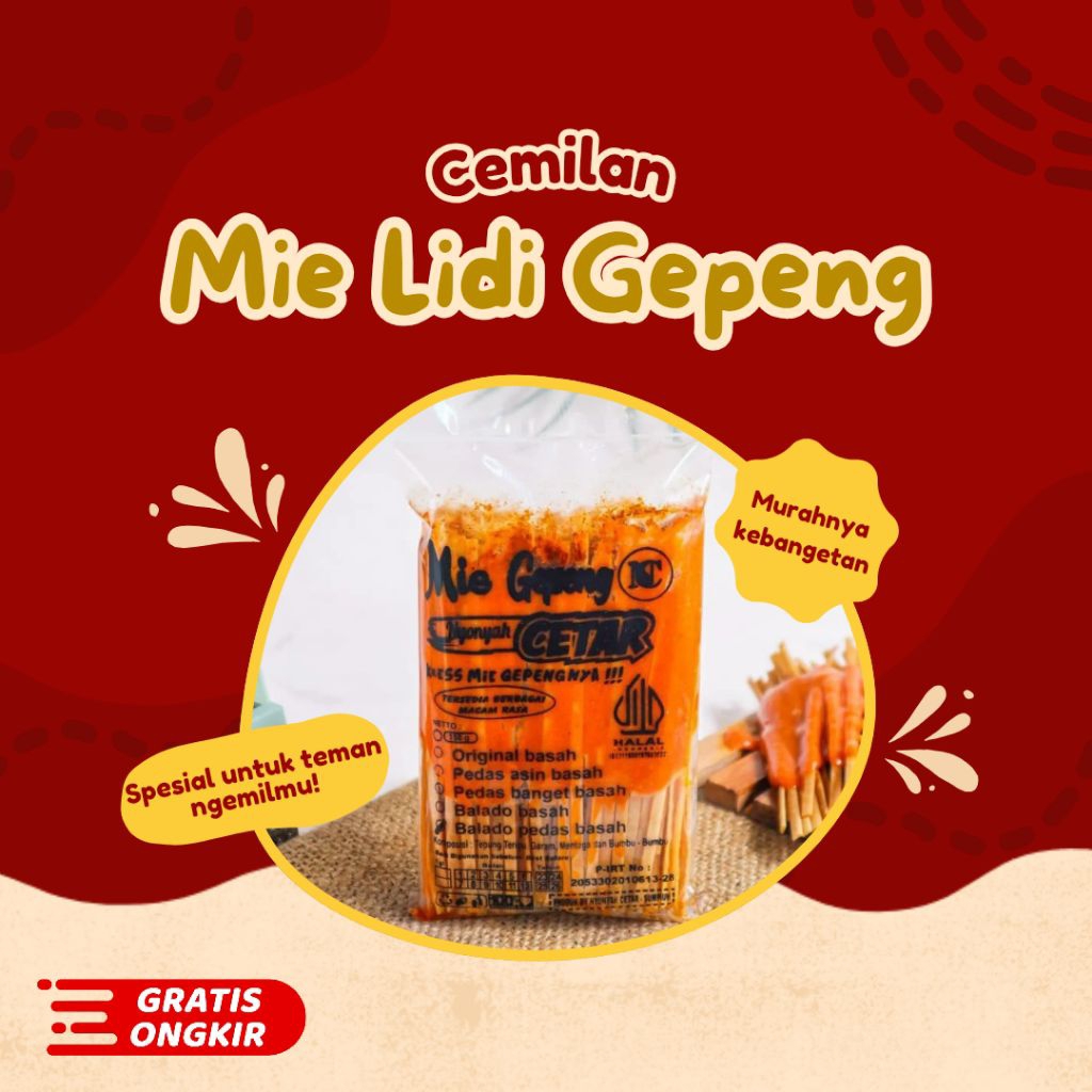 Mie Lidi Gepeng Cetar/Mie Lipeng/Mie Lidi by Nyonya Cetar