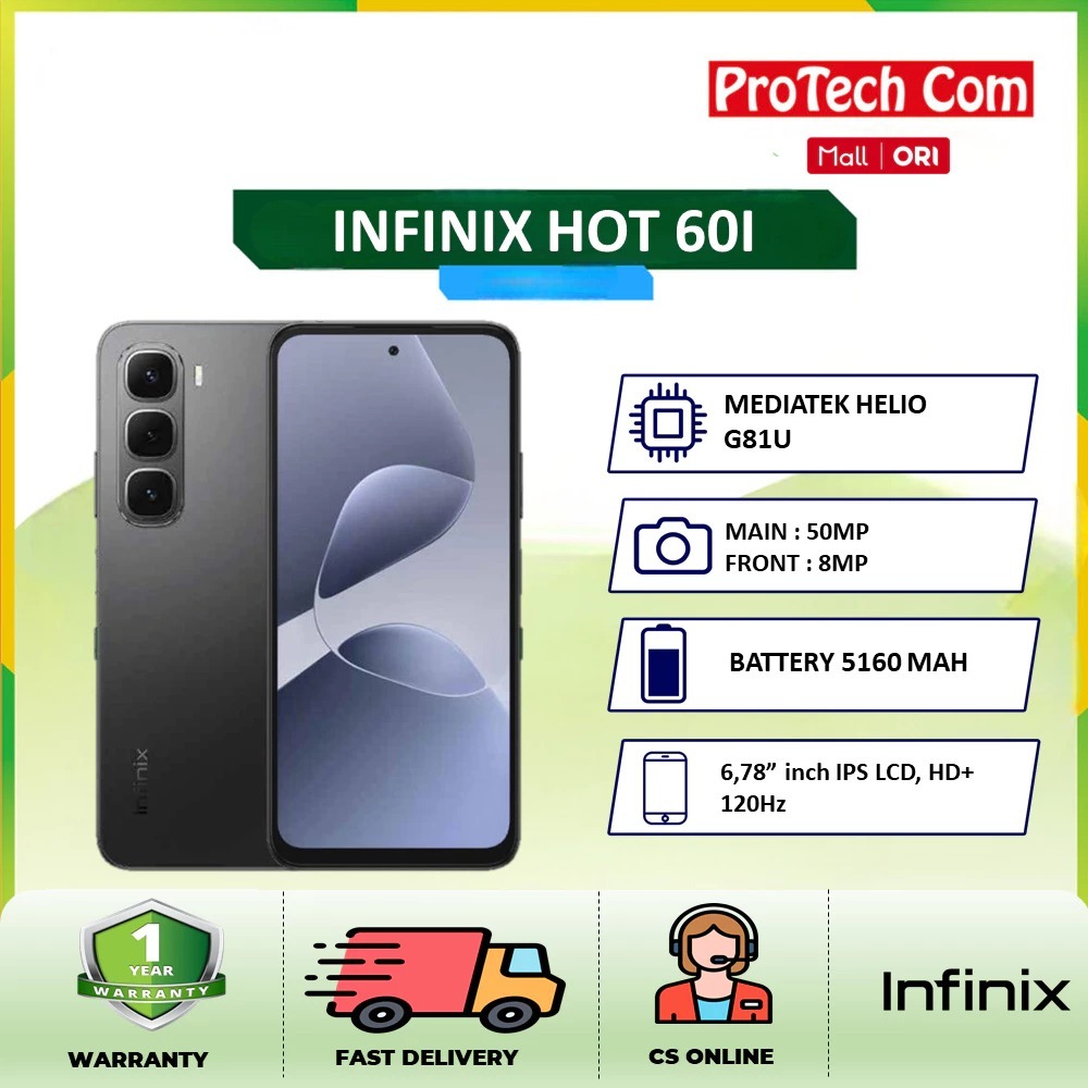 INFINIX HOT 60I 8GB 256GB Display 6.78 IPS LCD 120Hz NFC Garansi Resmi
