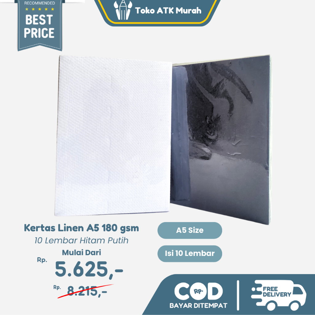 

Kertas Linen A5 180 gr Warna Hitam / Putih (10 lembar)