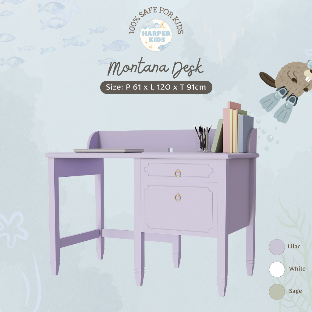 Harper Kids Montana Desk Meja | Dipan, Ranjang, Ranjang Bayi, Ranjang Anak, Bed Frame, Furniture Ana