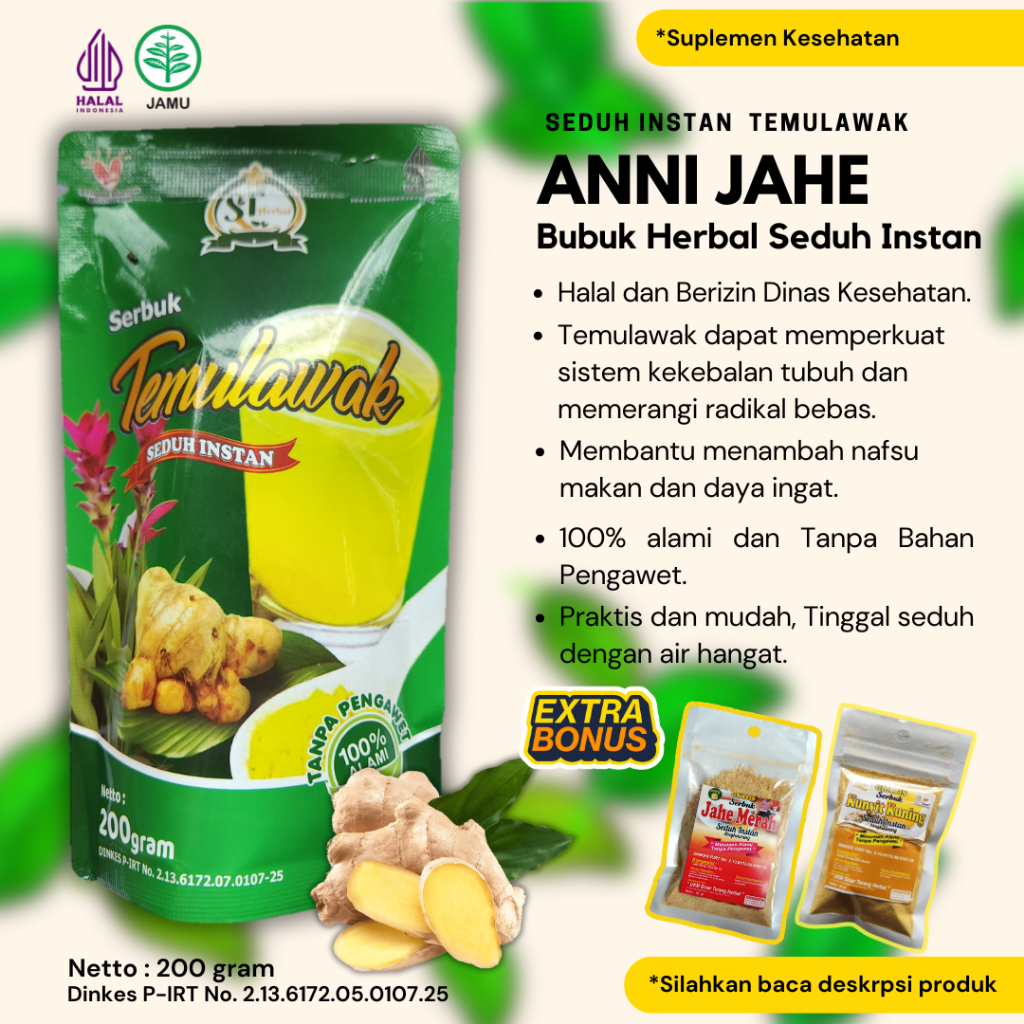 

Temulawak Bubuk ANNI JAHE Minuman Herbal Seduh Instan 200 Gram