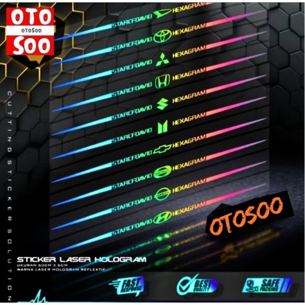 Sticker Laser Logo Mobil Hexagram- Otosoo Sticker mobil laser