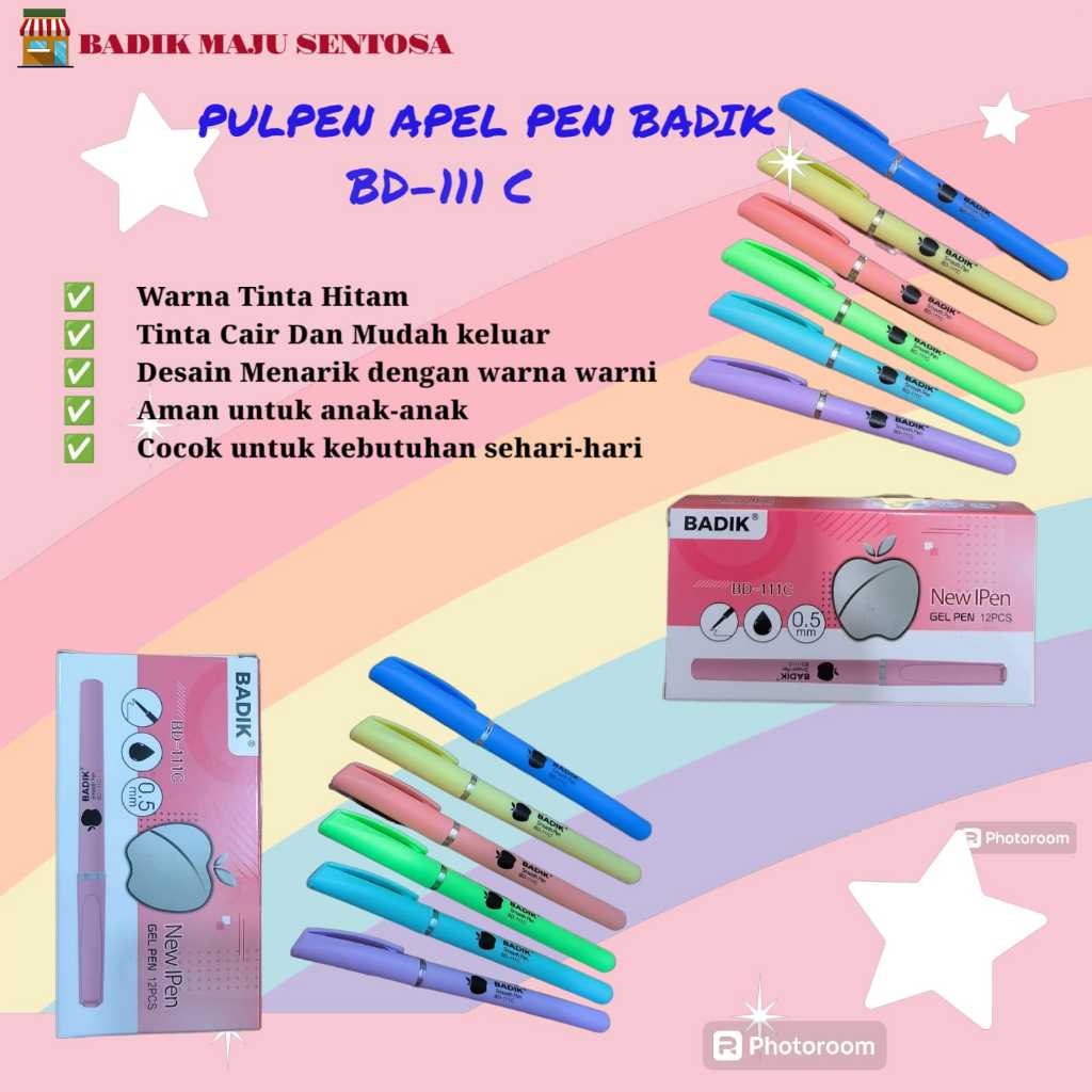 

[Pcs] Pulpen Apel Pen (C) BADIK/Gel Pen/ballpoint/bolpen/alat tulis Ready Makassar