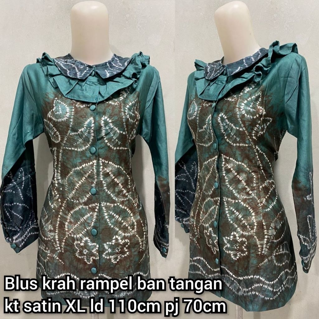 blus rampel warna hijau sage