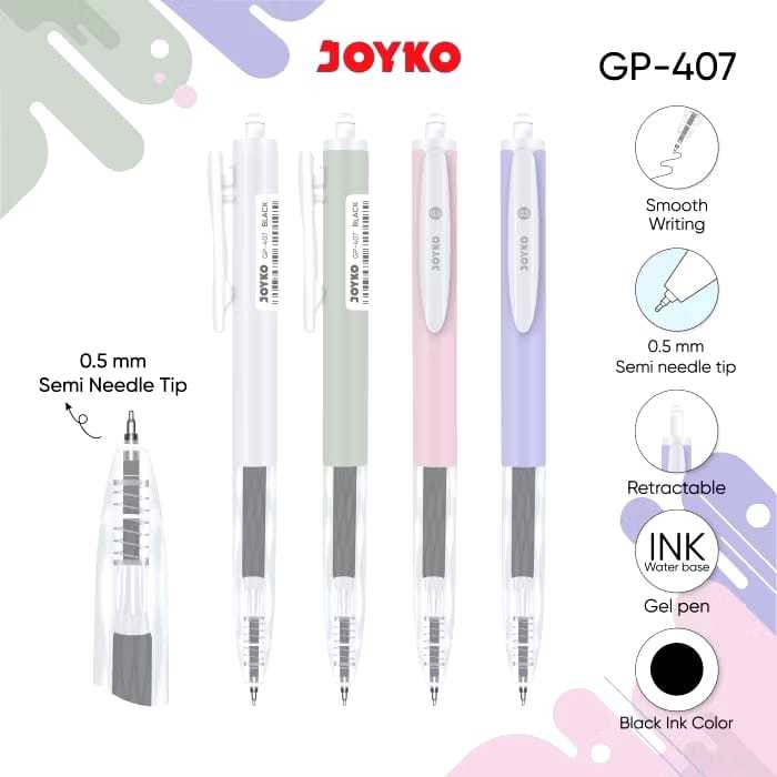 

(3PCS)Gel Pen Pulpen Pena Joyko GP-407 0.5 mm