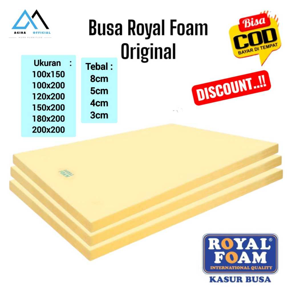 BUSA ROYAL FOAM ORIGINAL Tebal 3cm, 4cm, 5cm, 8cm Busa Lembaran Kasur Surpet Density 16 Yellow