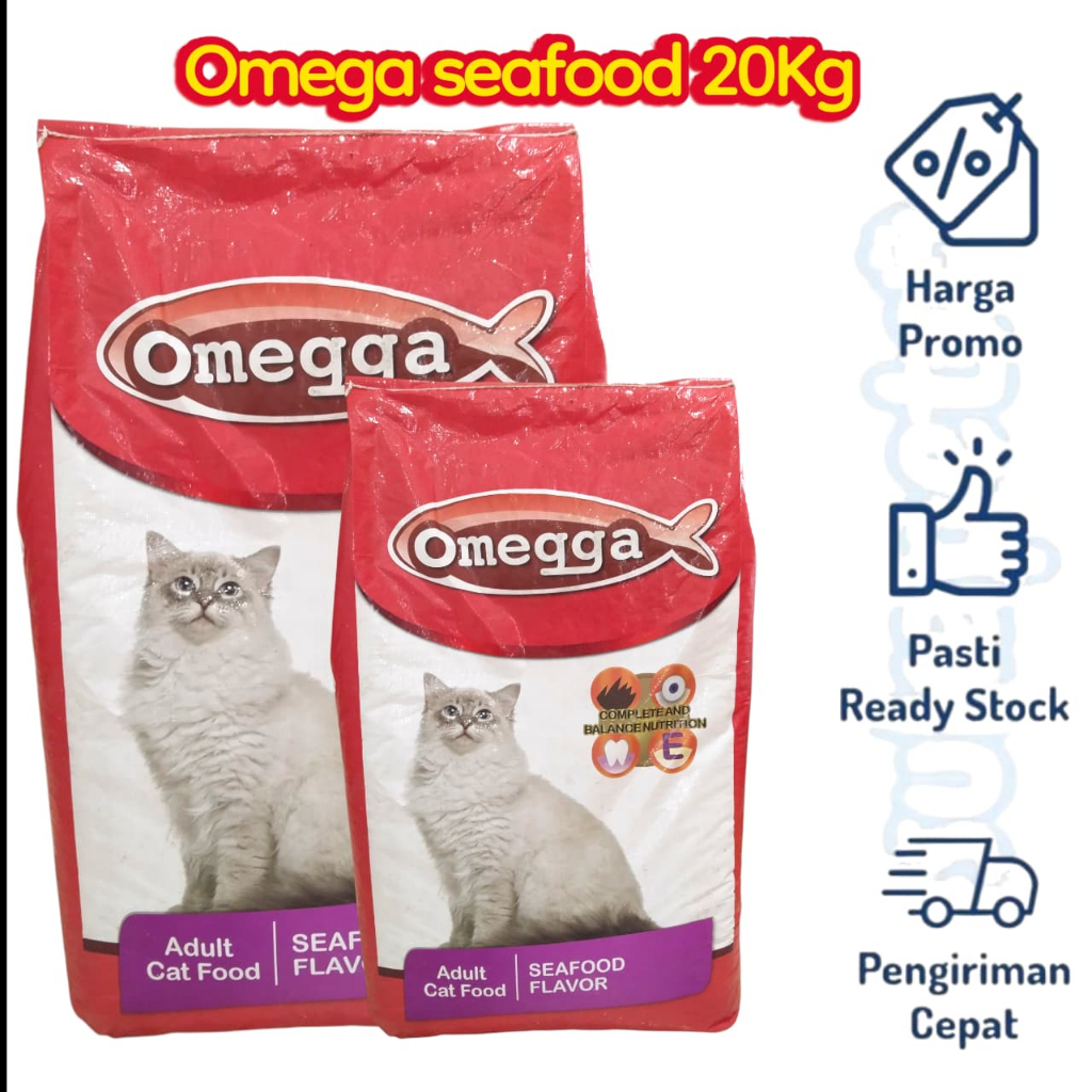 ekspedisi omega seafood cat food 20kg - or cat food makanan kucing 20kg