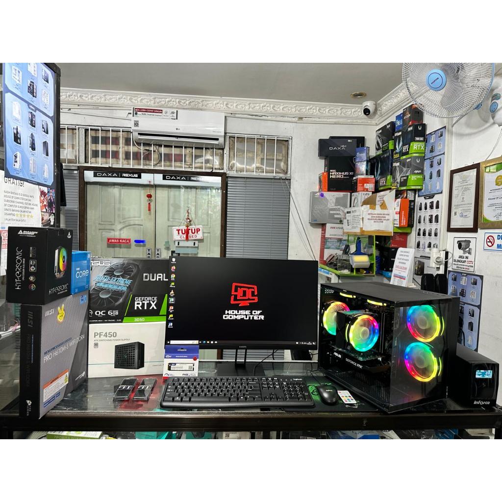RAKITAN PC GAMING I5 12400F RTX 3050 6GB RAM 16GB DDR4 SSD 512GB FULLSET COCOK UNTUK MAJELIS DAN LIV