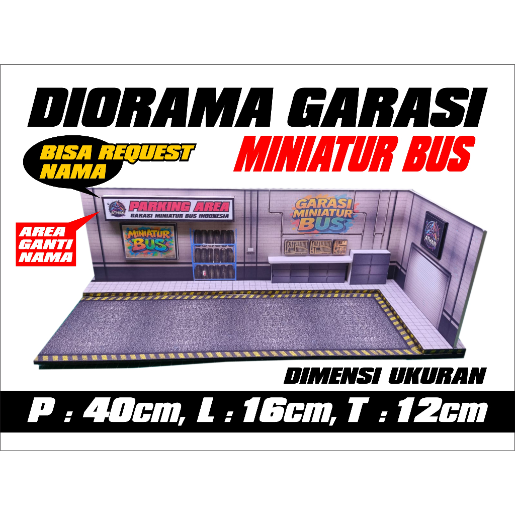 Diorama Garasi Miniatur Bus