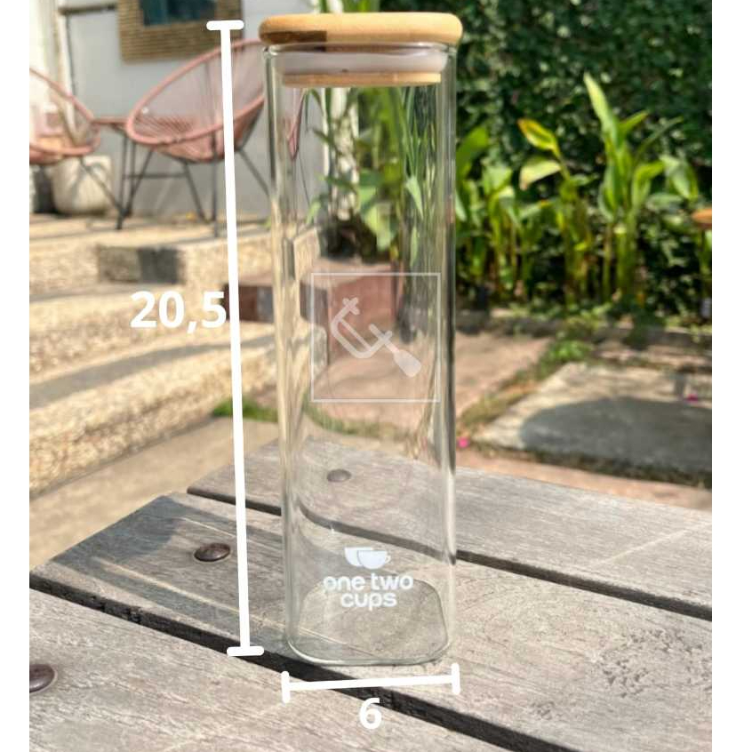 Toples Kaca Tutup Kayu Kotak Panjang - Kedap Udara