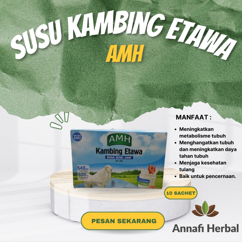 

Susu Kambing Etawa AMH Jahe dan Vanilla Original 10 Sachet / Susu Kambing AMH