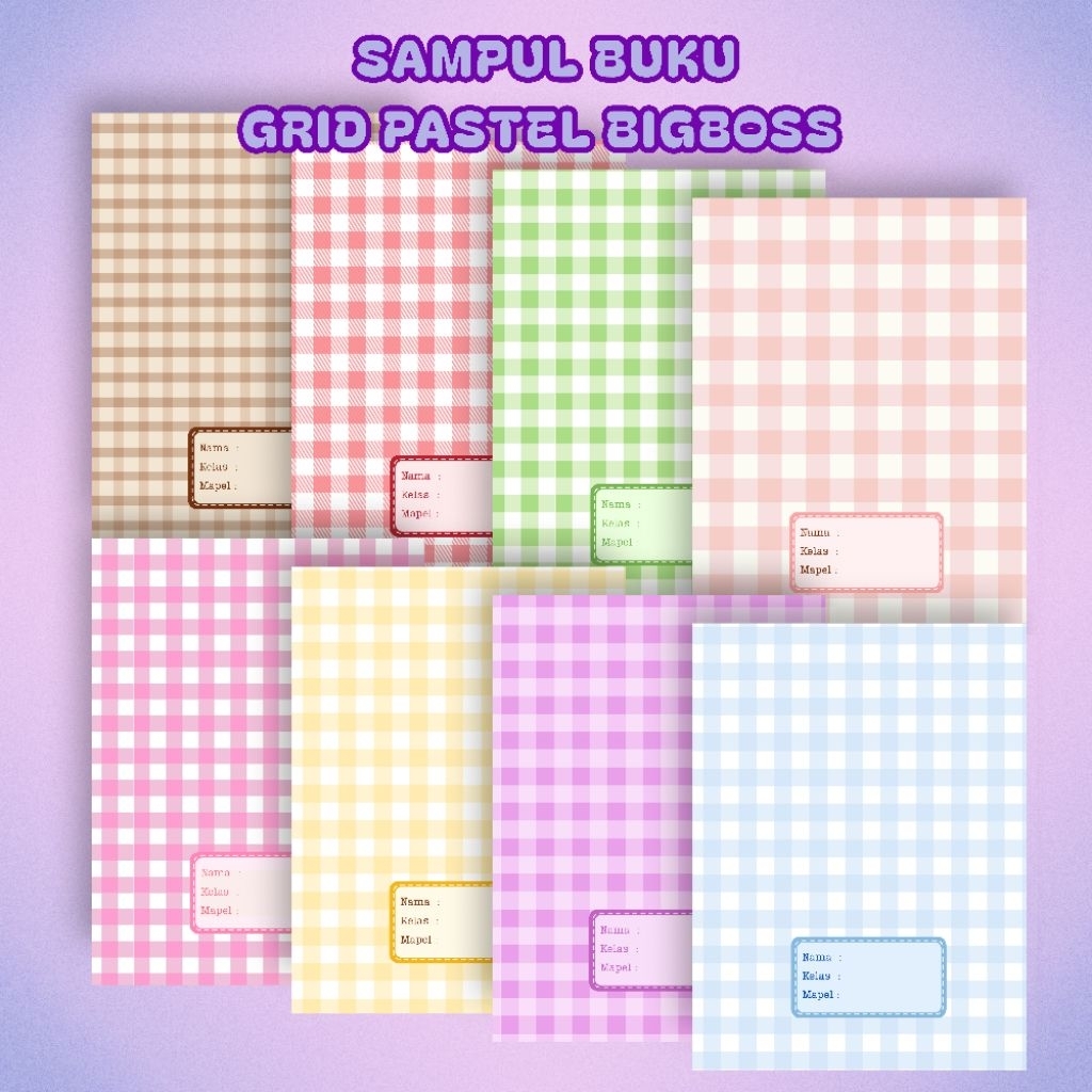 

SAMPUL BUKU TULIS BIGBOSS GRID PATTERN PASTEL COLOUR