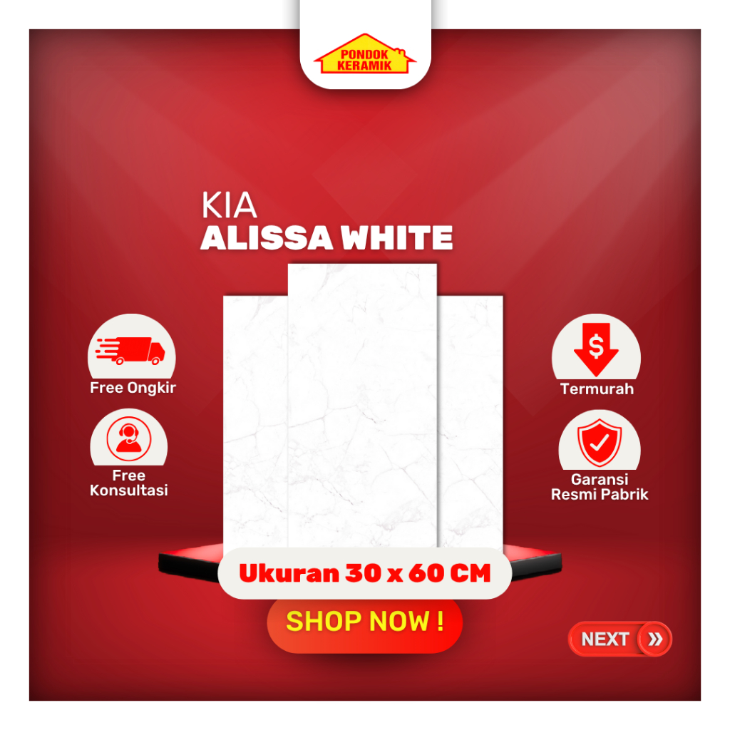 Keramik Dinding KIA 30x60 Alissa White Motif Putih Carara Glossy Motif Minimalis