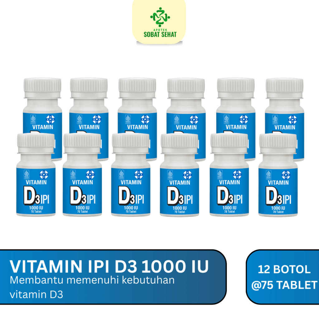 [12 BOTOL] Vitamin IPI D3 1000 IU 75 Tablet
