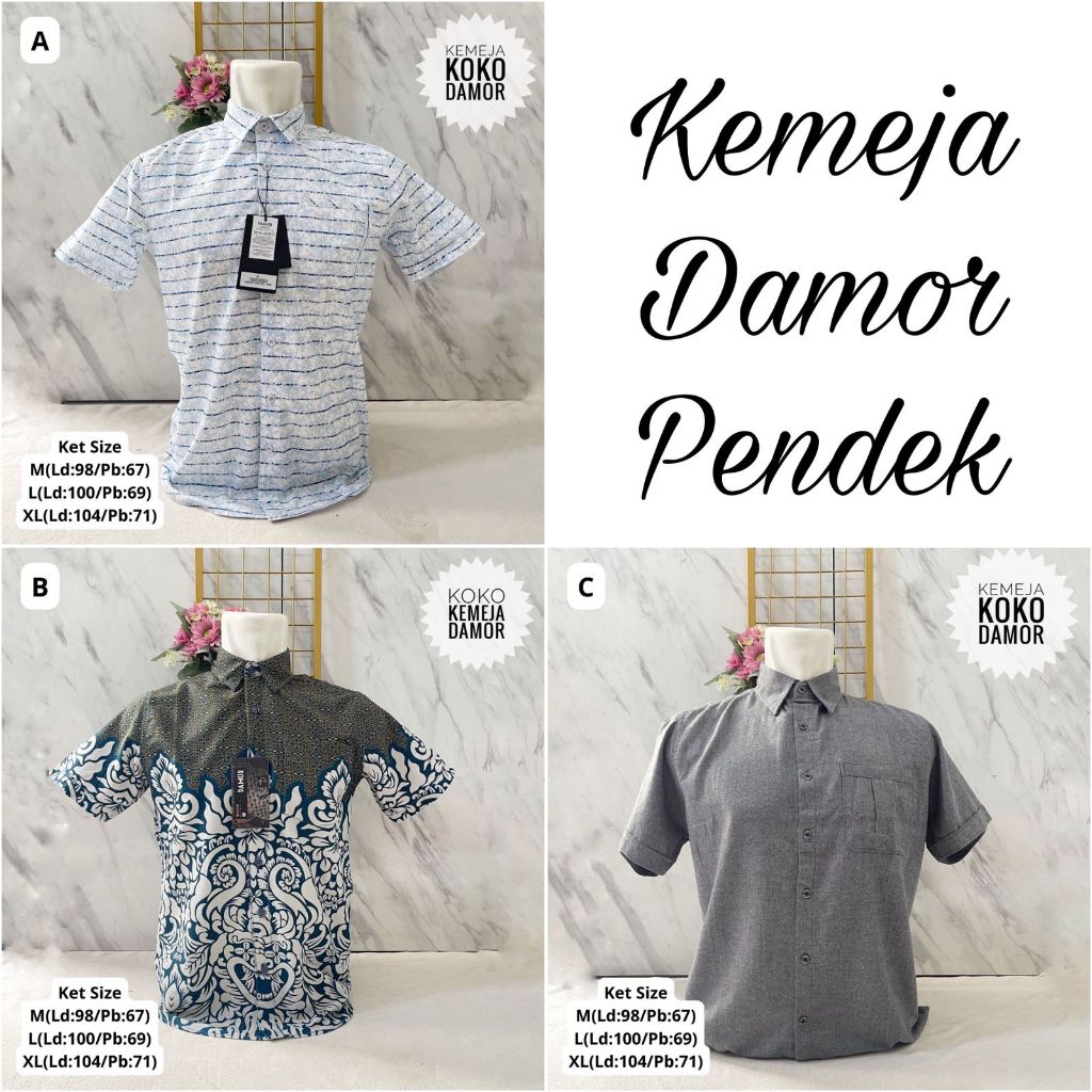 KEMEJA COWOK DAMOR MOTIF PENDEK ORIGINAL