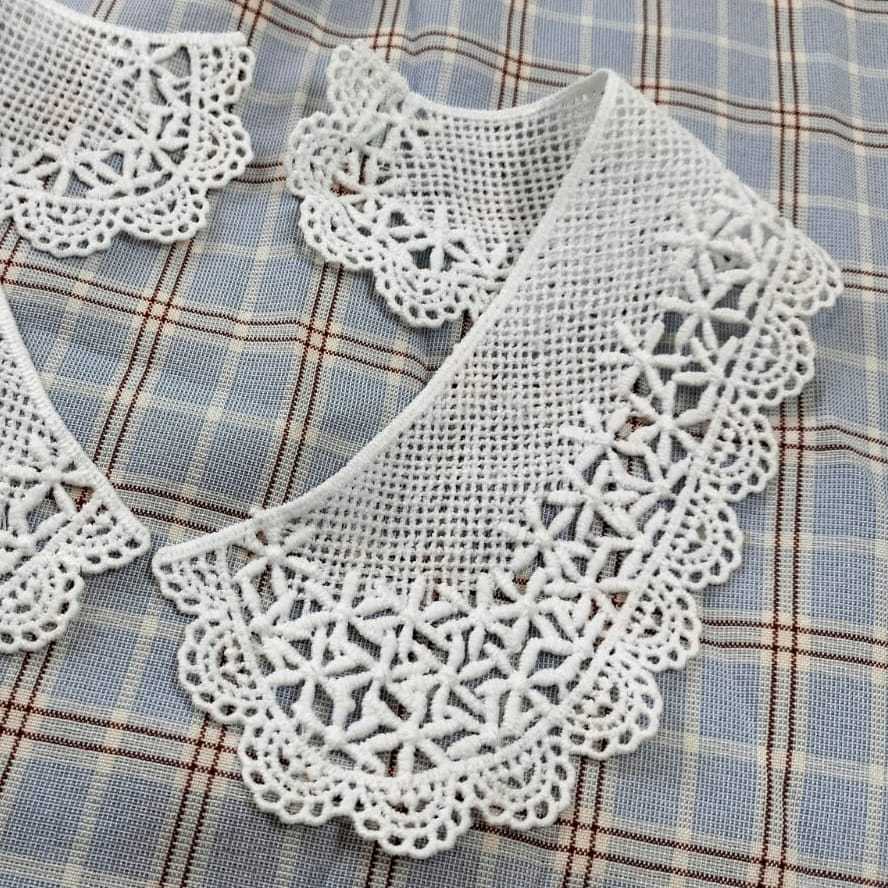 Kerah Bordir Peterpan Renda Putih Model Klasik – Aksesori Jahit Baju Wanita