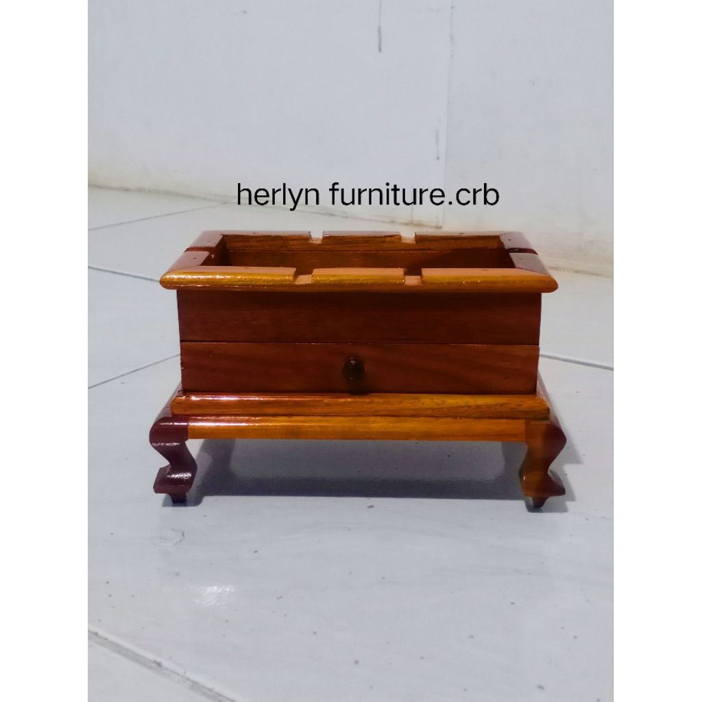 asbak rokok unik dari kayu jati + laci.