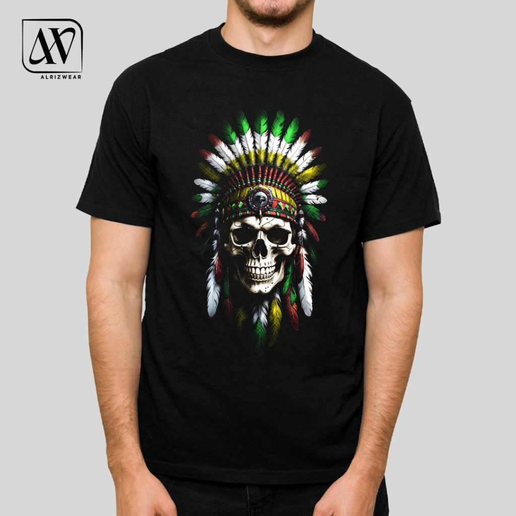 ALZ - KAOS DEWASA - KAOS APACHE - "Tengkorak Apache" - KAOS PREMIUM COTTON