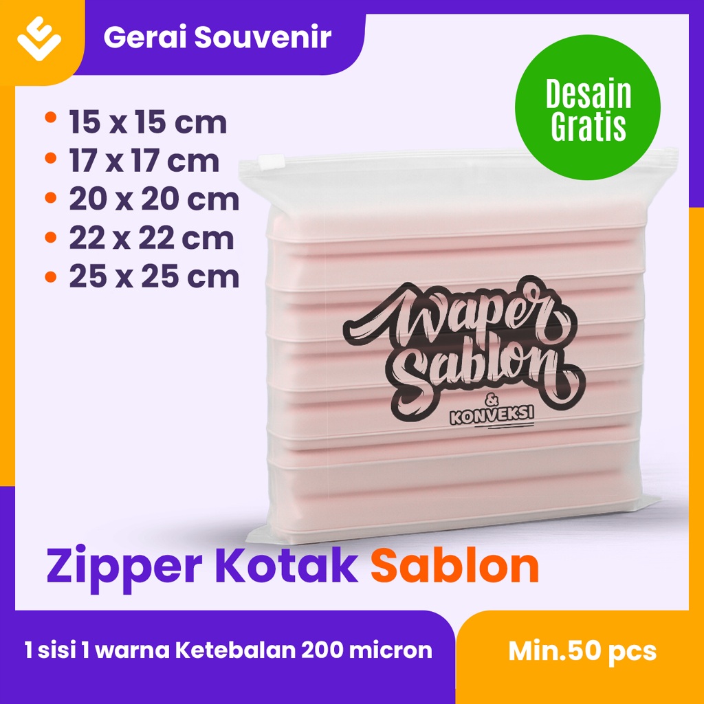 Zipper Bag Custom Desain Sablon Transparan Doff kotak Organizer Plastik Penyimpanan Ziplock