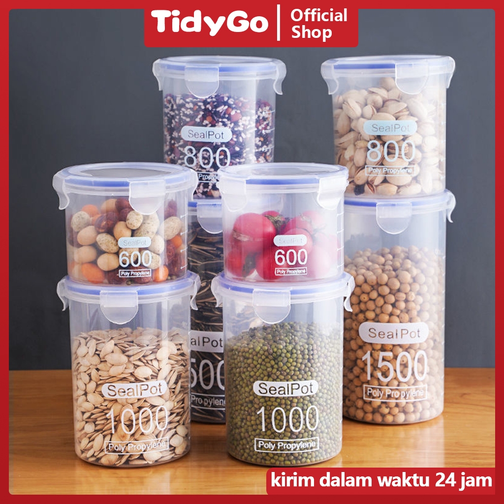 TidyGo Toples Tabung Serbaguna/ Toples Tebal/ Toples Kedap Udara/ Toples Plastik Tebal