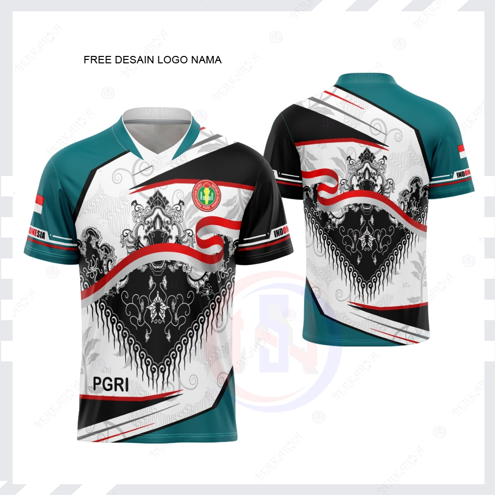 Kaos Seragam PGRI Pria / Baju Guru Jersey PGRI Pria / Jersey Olahraga Guru Batik PGRI Full Printing