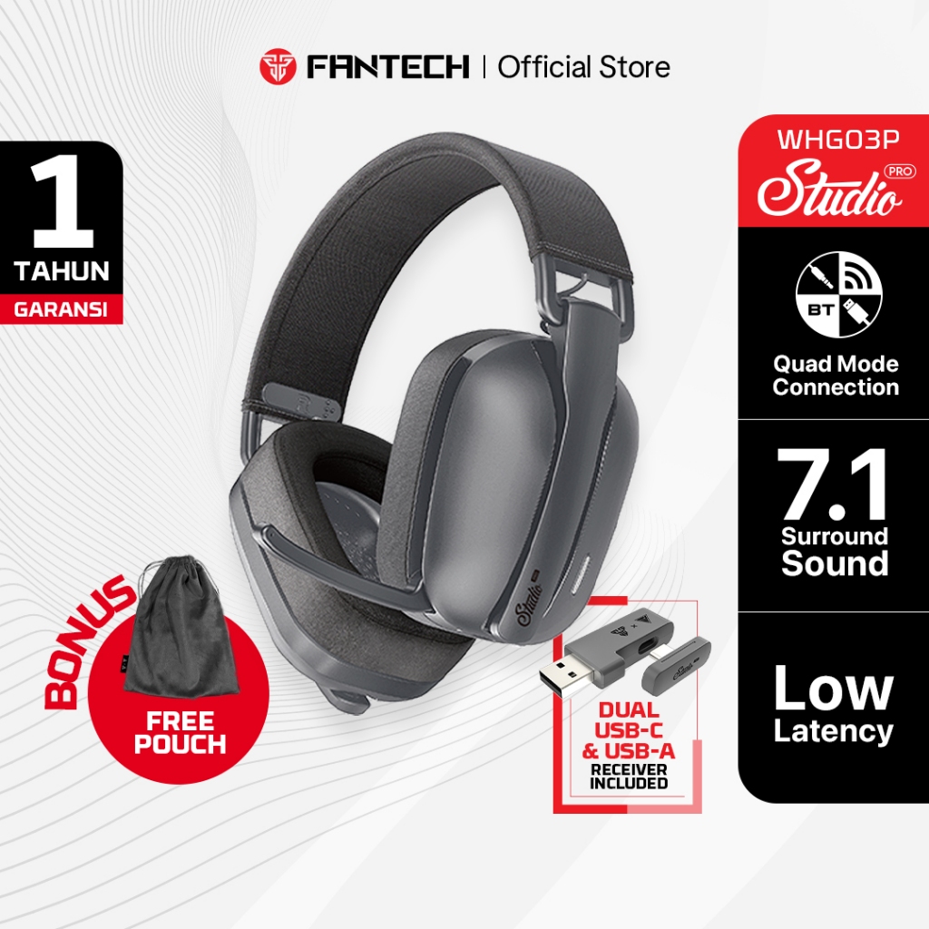 Fantech STUDIO (WHG03) / STUDIO PRO (WHG03P) Virtual 7.1 Headset Gaming Wireless Bluetooth Dongle 2.