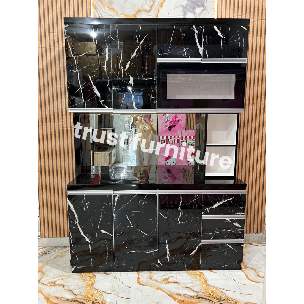 NEW Lemari sayur 4 Pintu HPL / Kitchen set / Rak piring HPL mirror