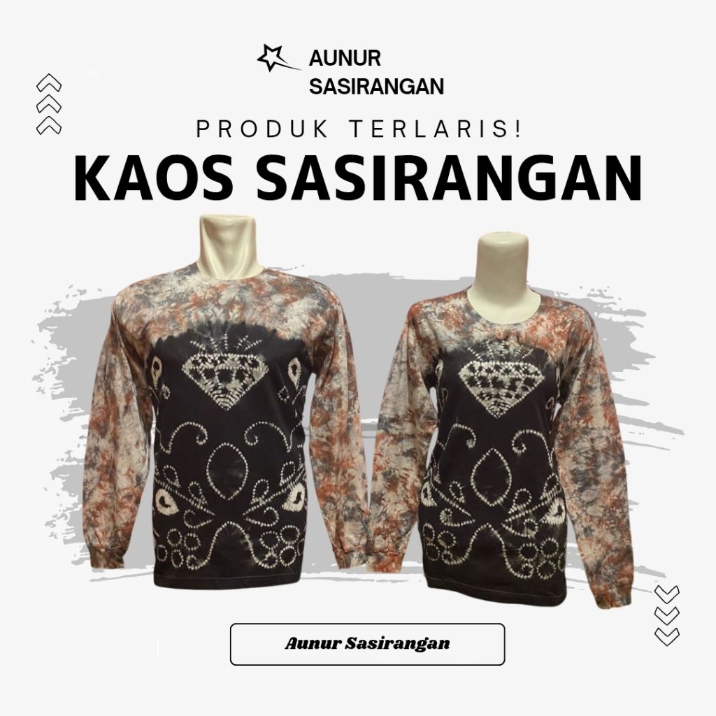 KAOS SASIRANGAN Lengan Panjang Bahan COTTON COMBED Pria & Wanita