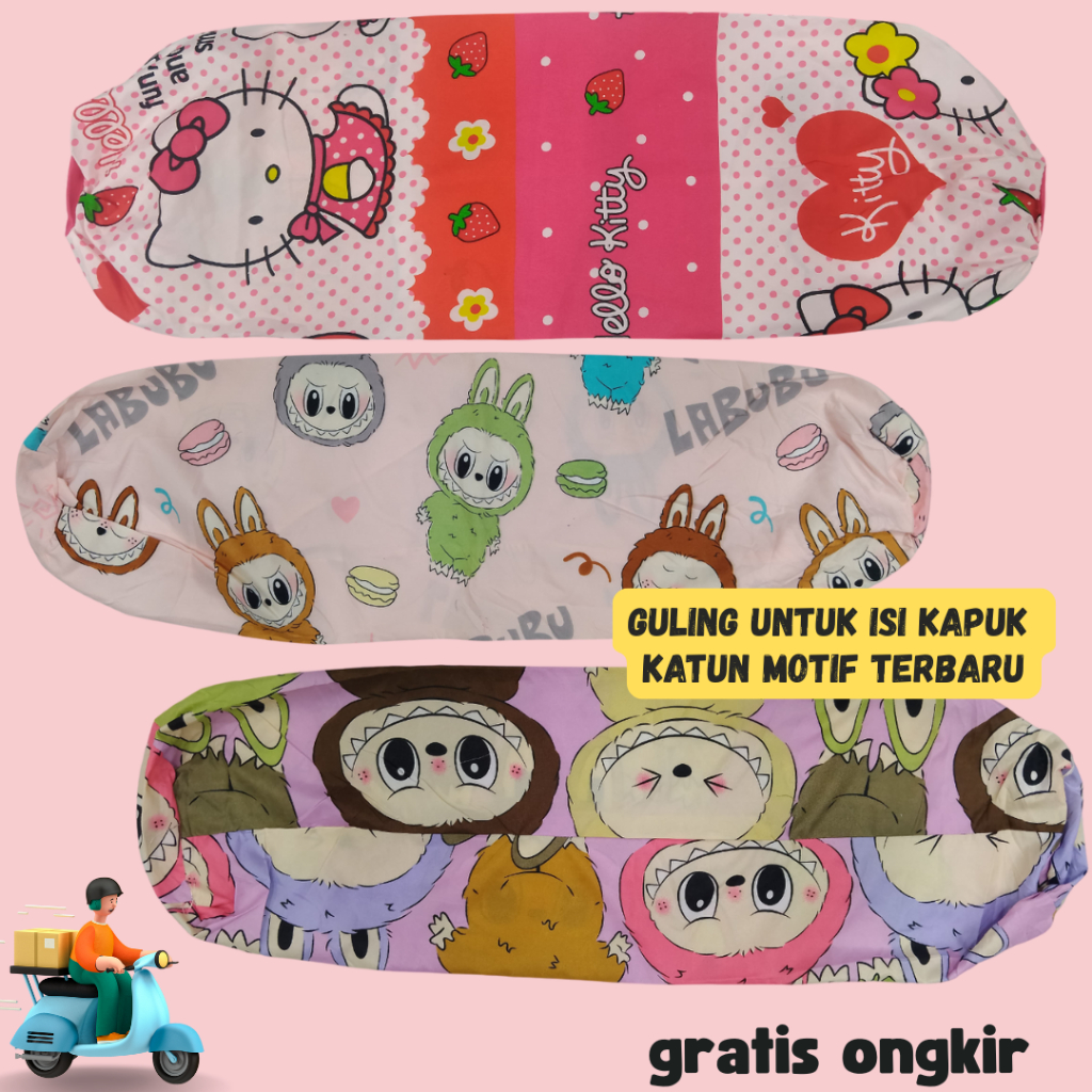 PROMO 1 PCS Kulit Guling Untuk Isi Kapuk Premium Size 86x27cm | Urung Bantal Resleting Dan Urung Gul
