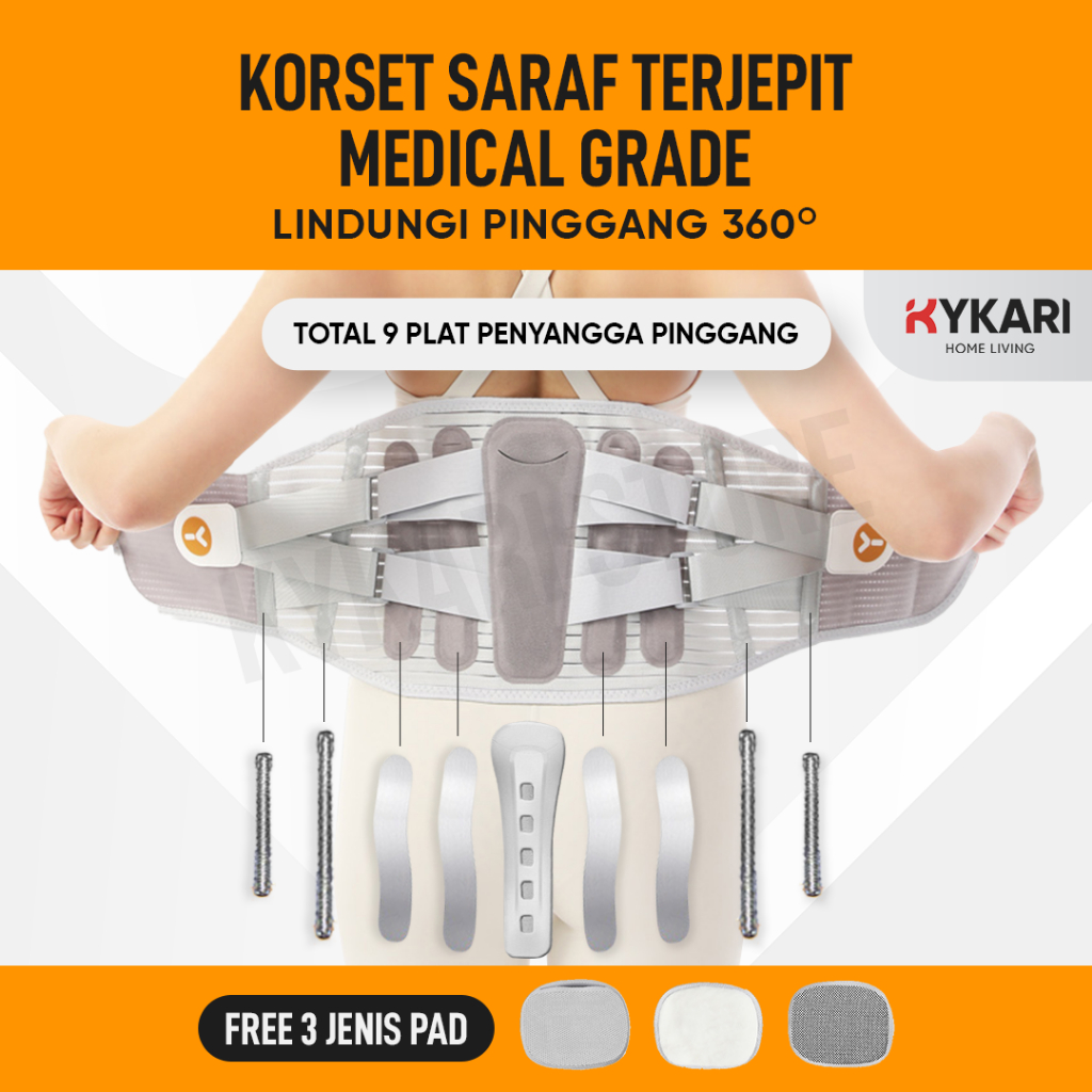 Kykari Korset Nyeri Pinggang & Saraf Terjepit Medical Grade Korset sabuk Lumbal Lumbar saraf