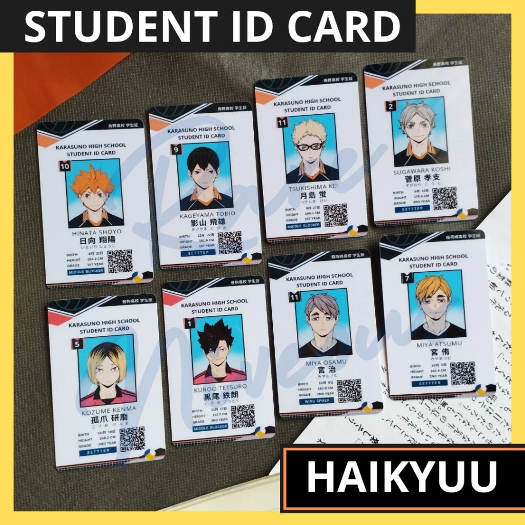 Fanmerch HAIKYUU Student ID CARD anime Hinata Kageyama Kenma Oikawa Kuroo