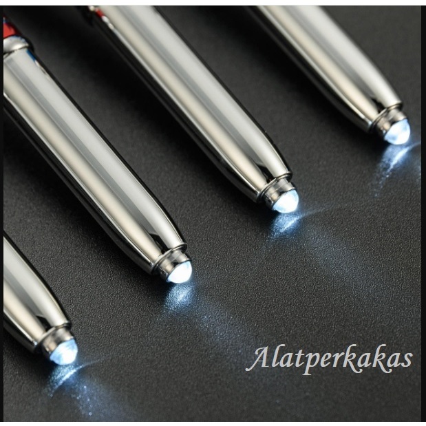 

Pulpen LED Stylus 3in1 Stainless Steel Pen Light Touch Screen Multifungsi Ballpen