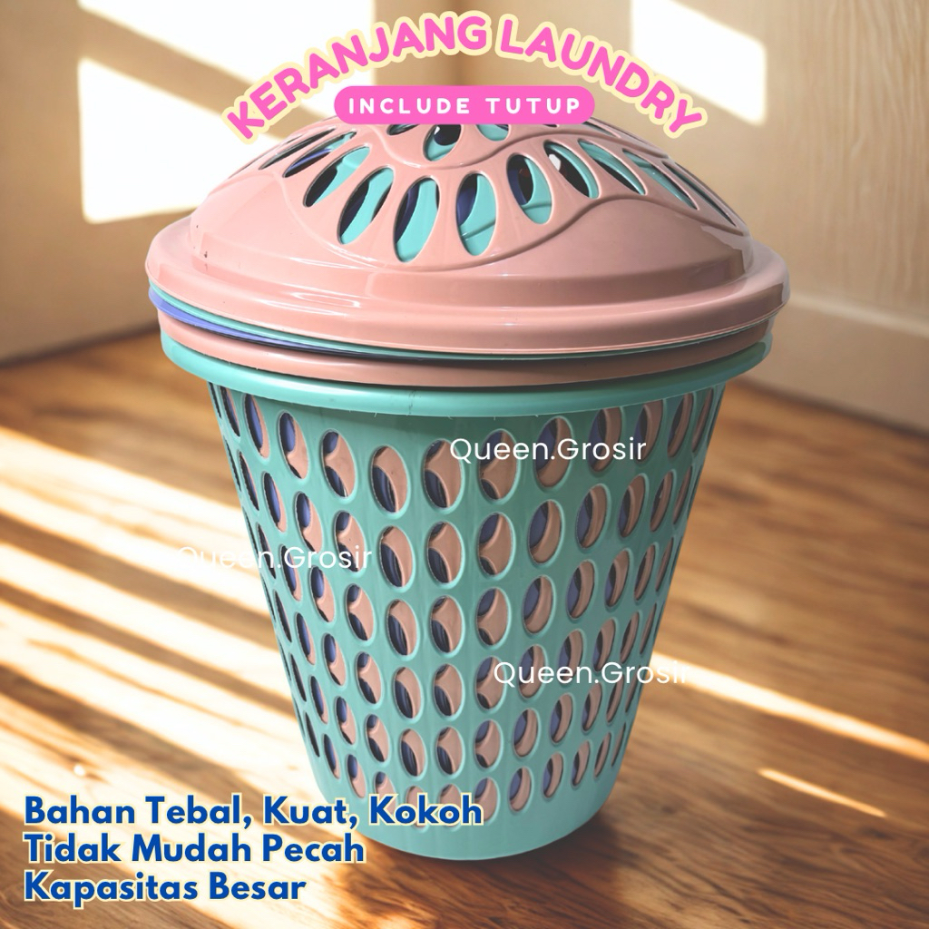 KERANJANG LAUNDRY + TUTUP DX SOFT - KERANJANG LAUNDRY BULAT