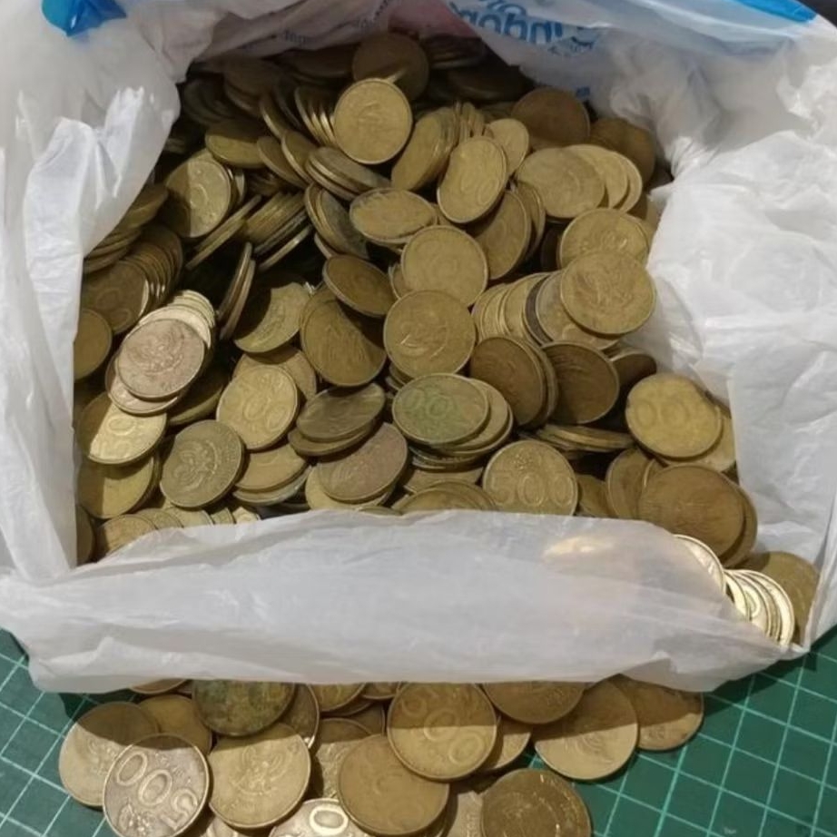 UANG KUNO LOGAM 500 RUPIAH KUNING MELATI TAHUN CAMPUR [ISI 30 PCS]