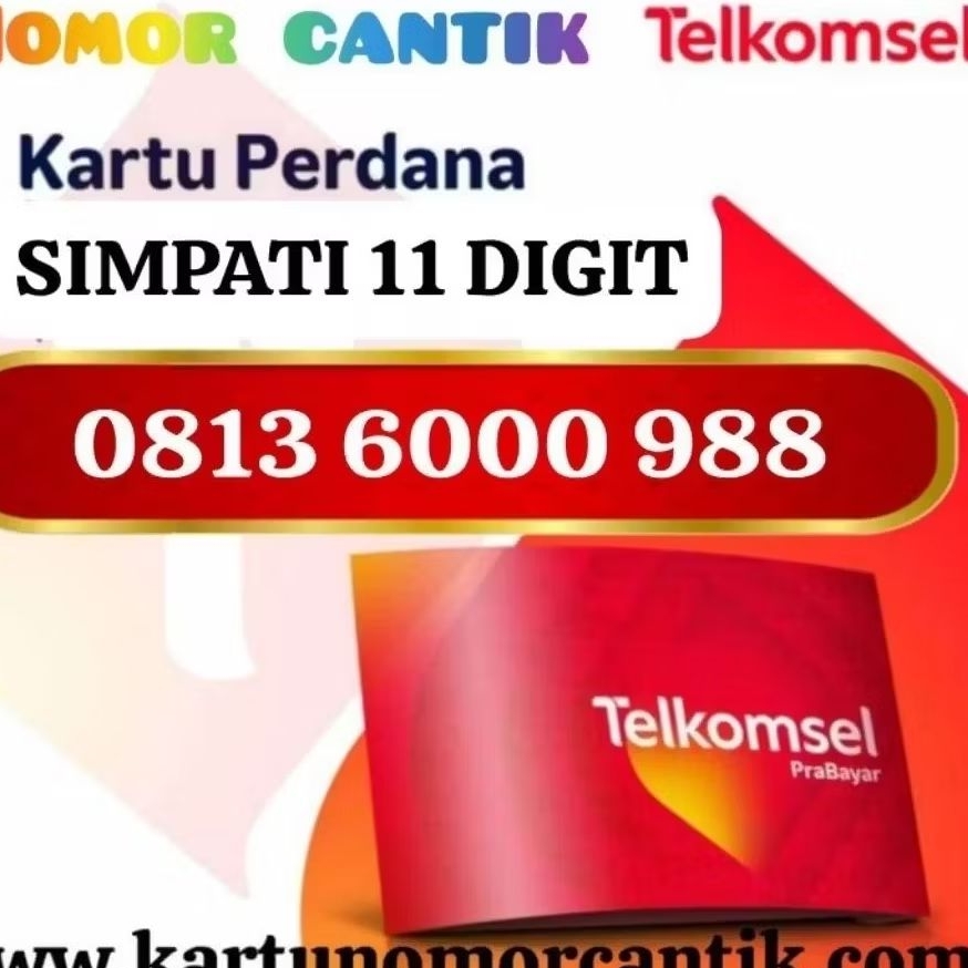 Nomor Cantik Telkomsel SIMPATI 11 Digit 6000 988 / O8I3 6000 988