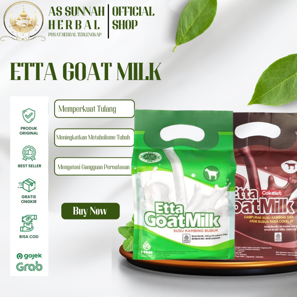 

HalalMart | Etta Goat Milk rasa Original Aren Cokelat HNI isi 10 saset @25gr • EGM Susu Kambing Etawa Asli Untuk Tulang Terbaik