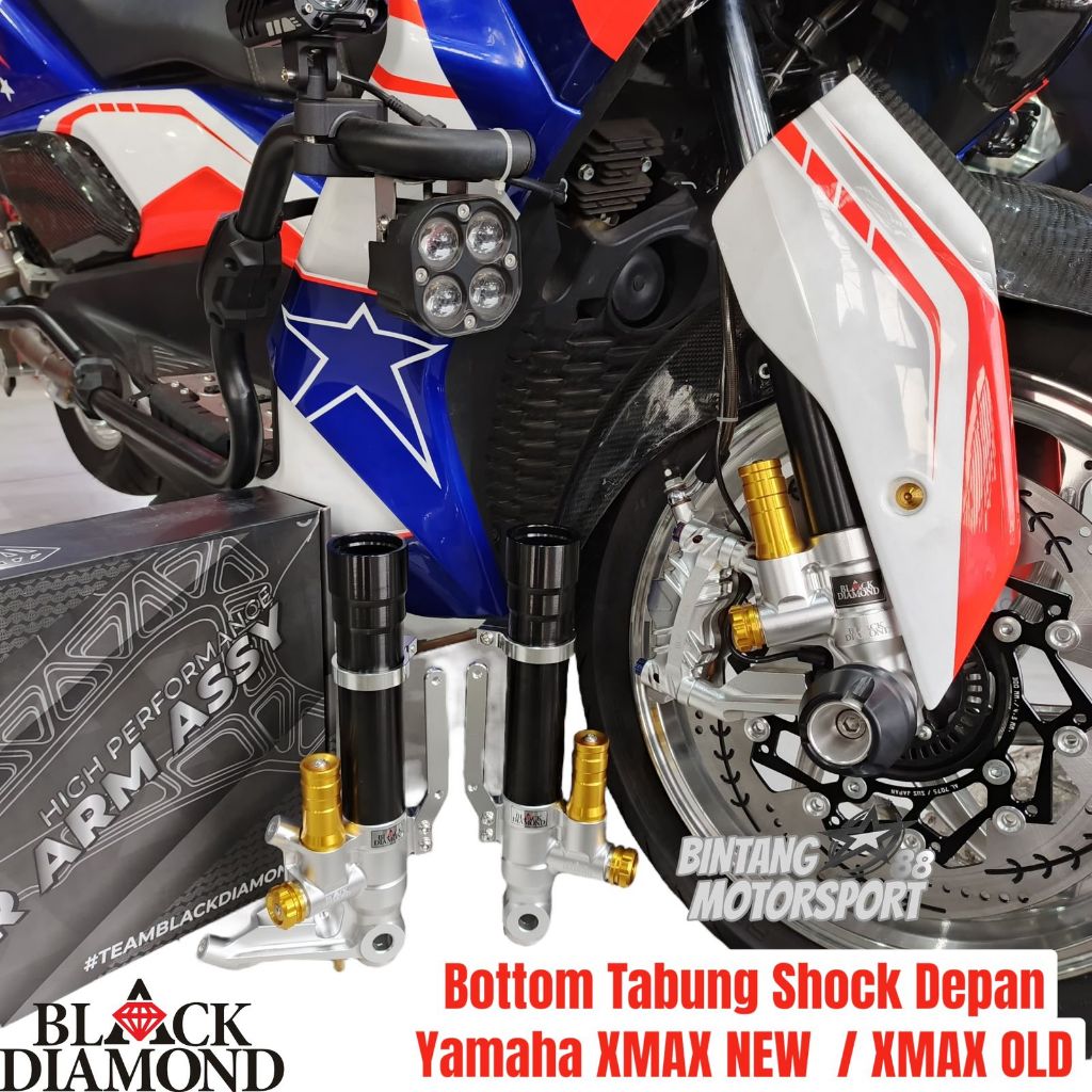 Bottom Tabung Shock Depan Yamaha XMAX NEW / XMAX OLD Picth 100MM Original Black Diamond Best Quality