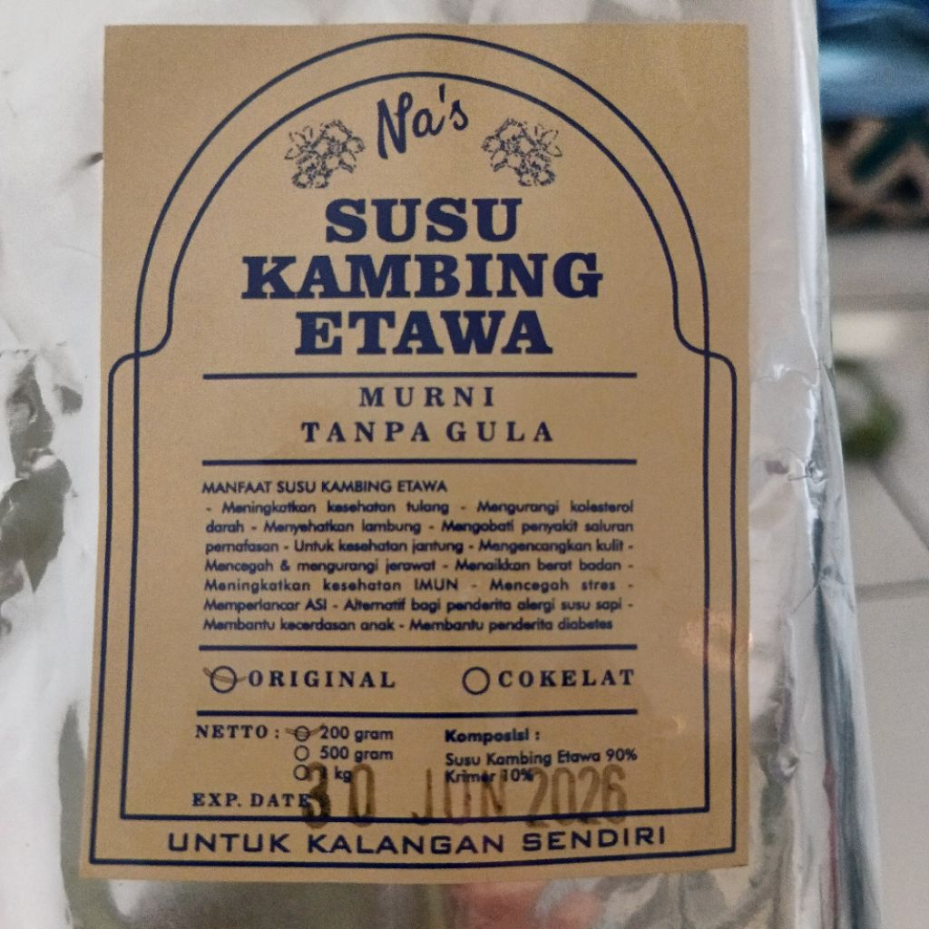 

susu kambing etawa murni tanpa gula Na's ske