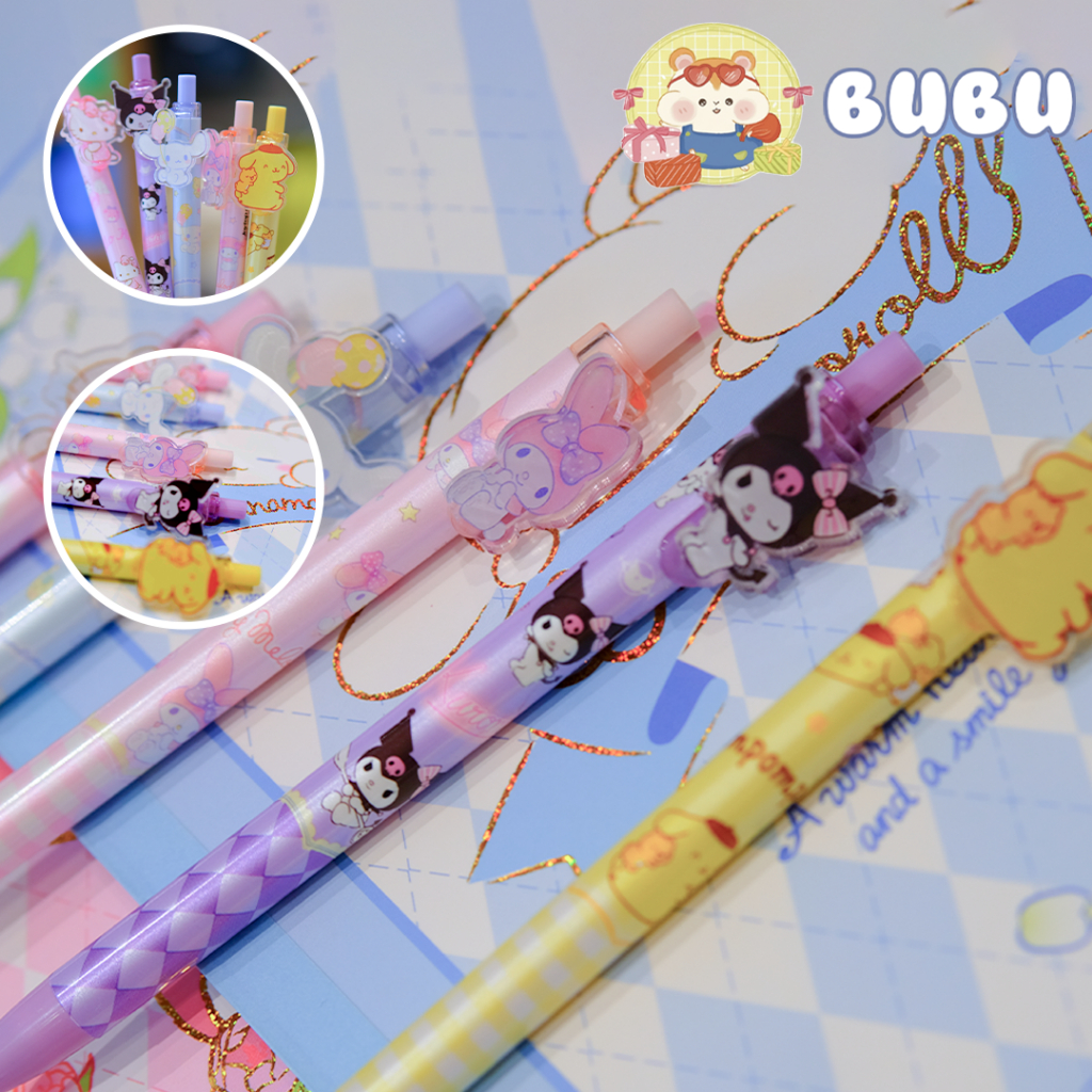 

BUBU Bolpoint Pulpen Gel 3D Karakter Sanrio Lucu | Kuromi Melody Cinnamoroll Pochacco