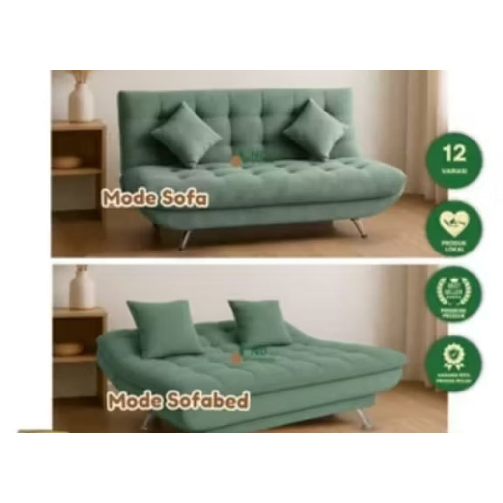 sofa bed kaki besi