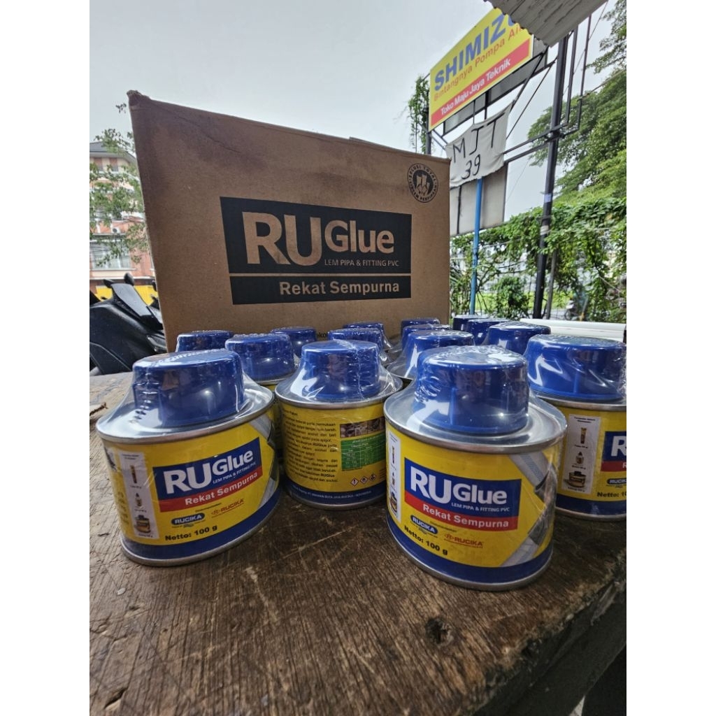 LEM RUGLUE RUCIKA kaleng 100 gr LEM PIPA PVC kuas kaleng kecil