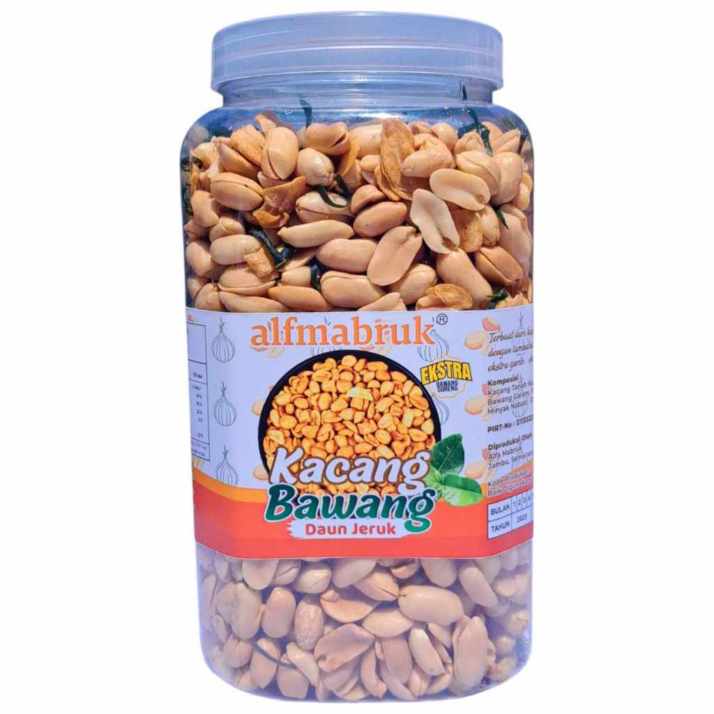 

Kacang Bali Bawang Goreng Rasa Daun Jeruk Gurih Asin Empuk Kemasan Toples 1kg | Kacang Bawang Toples